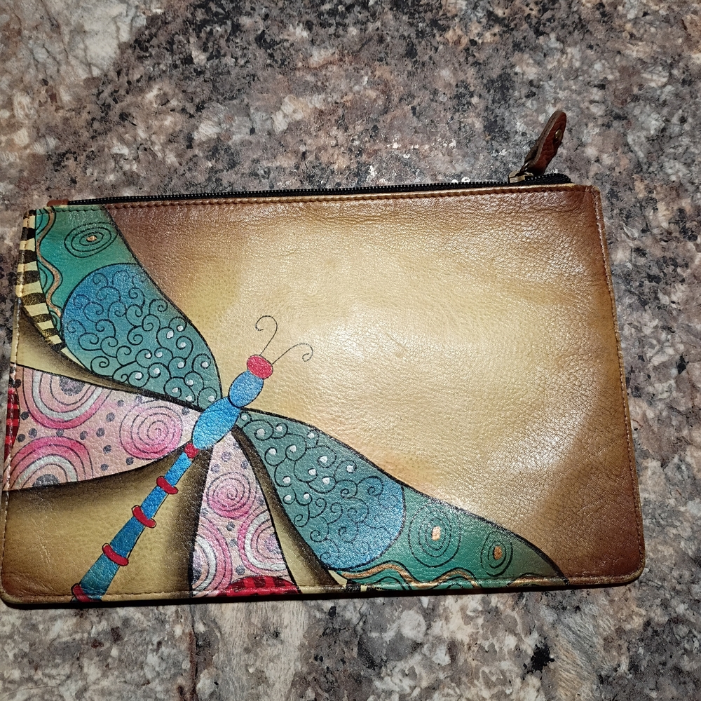 Anuschka Tan and Multicolor Dragonfly Wallet